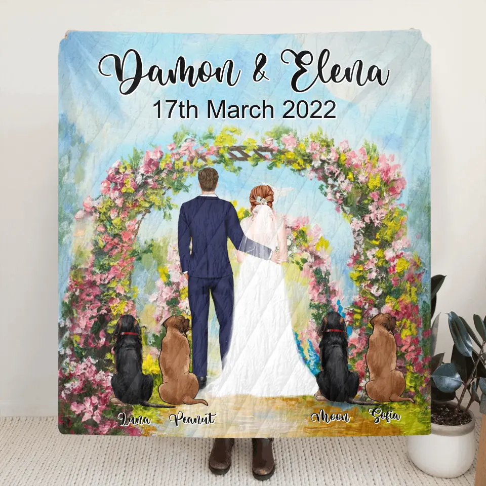 Personalized Wedding Blanket - Wedding Gift For Couple - Up to 4 Dogs