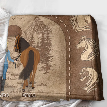 Personalized Horse Girl Quilt/Fleece Throw Blanket - Up to 4 Horses - Gift Idea For Horse Lover - Just A Girl Who Loves Horses