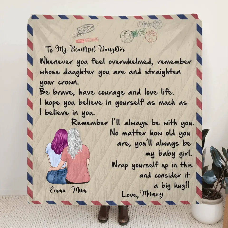 Personalized  To My Daughter Fleece Throw Blanket/Quilt - Gift Idea From Mom To Daughter - You'll Always Be My Baby Girl