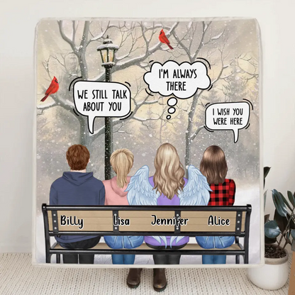 Personalized Memorial Family Quilt/Fleece Blanket - Daughters/Sons With Mom/Dad - Memorial Gift For Family Members - We Still Talk About You