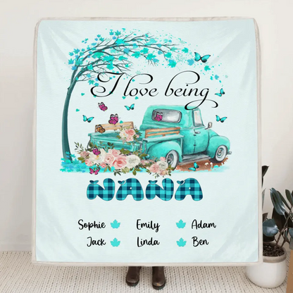 Personalized Grandma Quilt/Fleece Blanket - I Love Being A Grandma - R5OIKQ