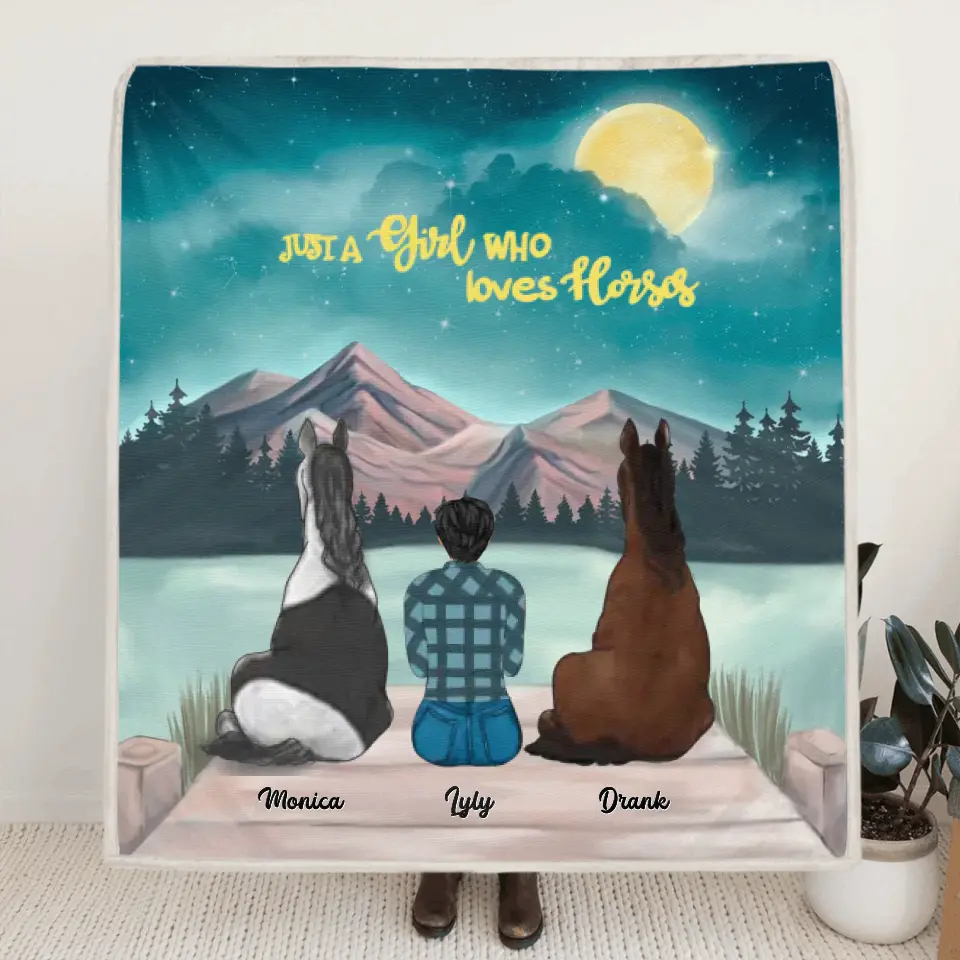 Custom Horse Blanket - Gift Idea For Horse Owners - Up to 2 Horses - Just A Girl Who Loves Horses