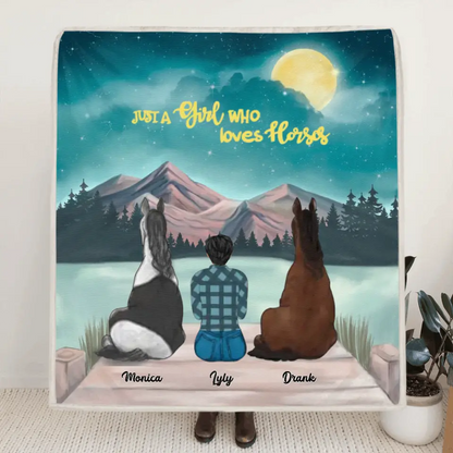 Custom Horse Blanket - Gift Idea For Horse Owners - Up to 2 Horses - Just A Girl Who Loves Horses