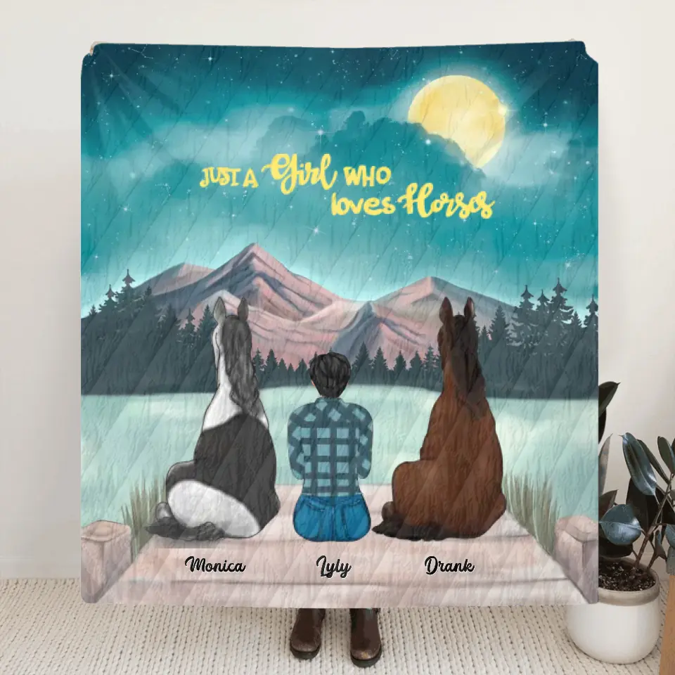 Custom Horse Blanket - Gift Idea For Horse Owners - Up to 2 Horses - Just A Girl Who Loves Horses