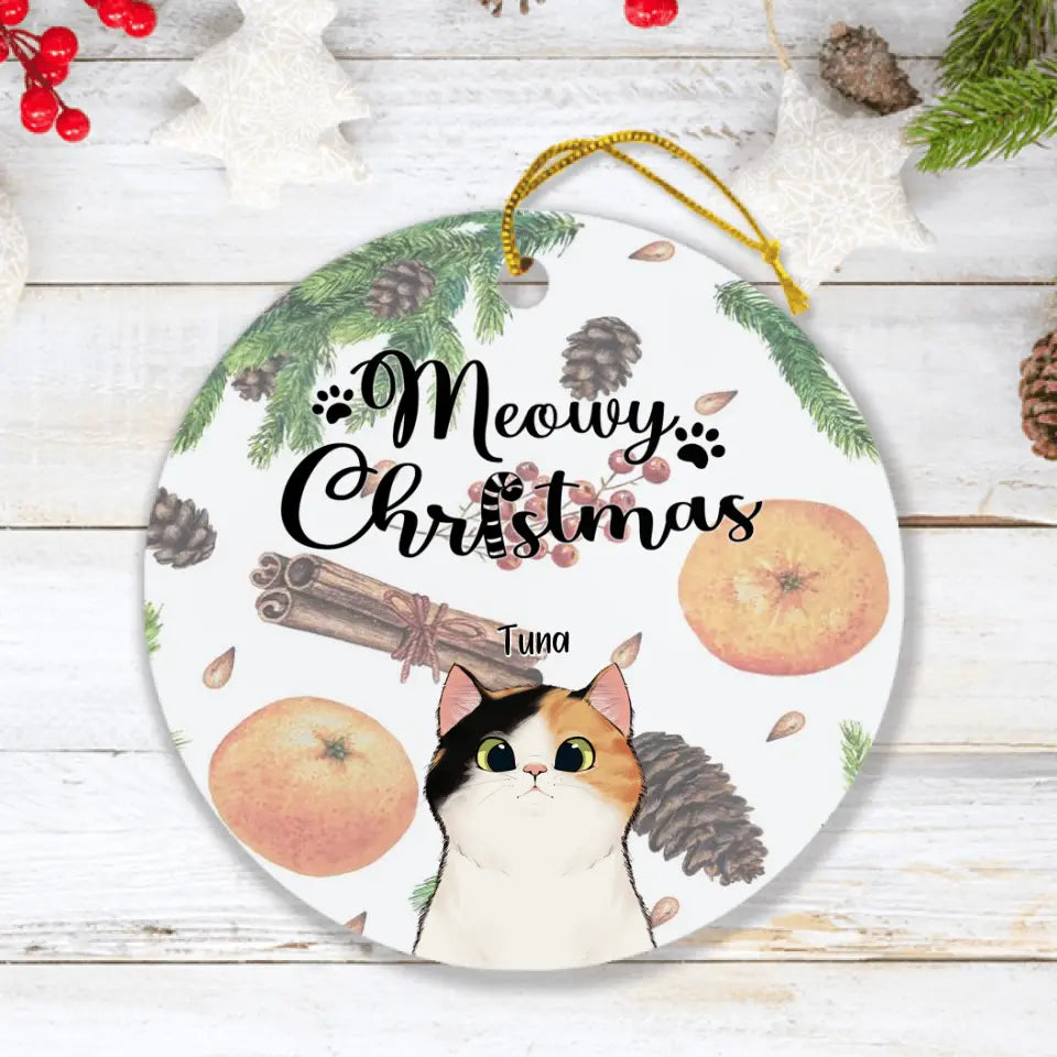 Personalized Christmas Cat Ornament - Best Gift Ideas For Christmas and Cat Lovers - Meowy Christmas - TW5J6V