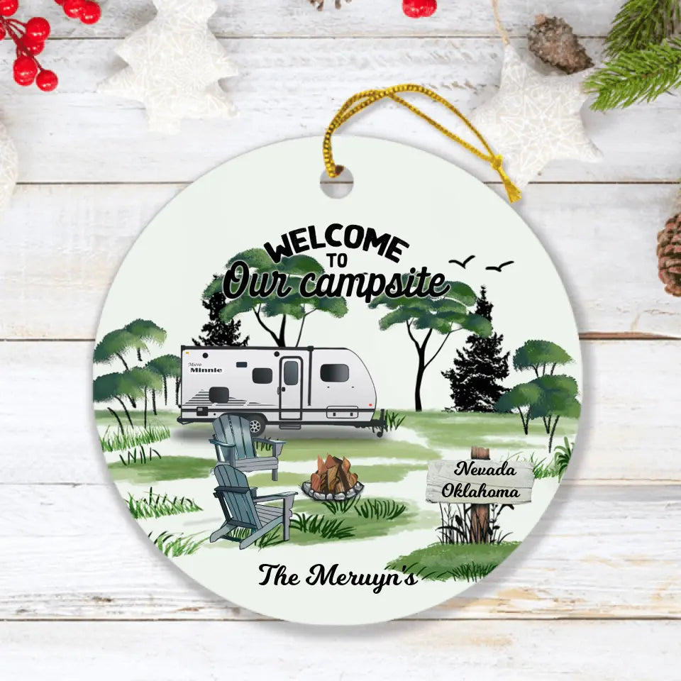 Personalized Camping Ornament - Gift For Camping Lovers - Welcome To Our Campsite