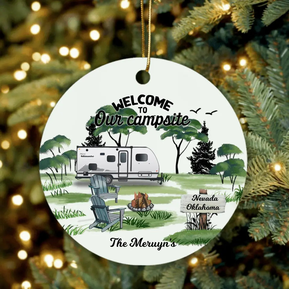 Personalized Camping Ornament - Gift For Camping Lovers - Welcome To Our Campsite