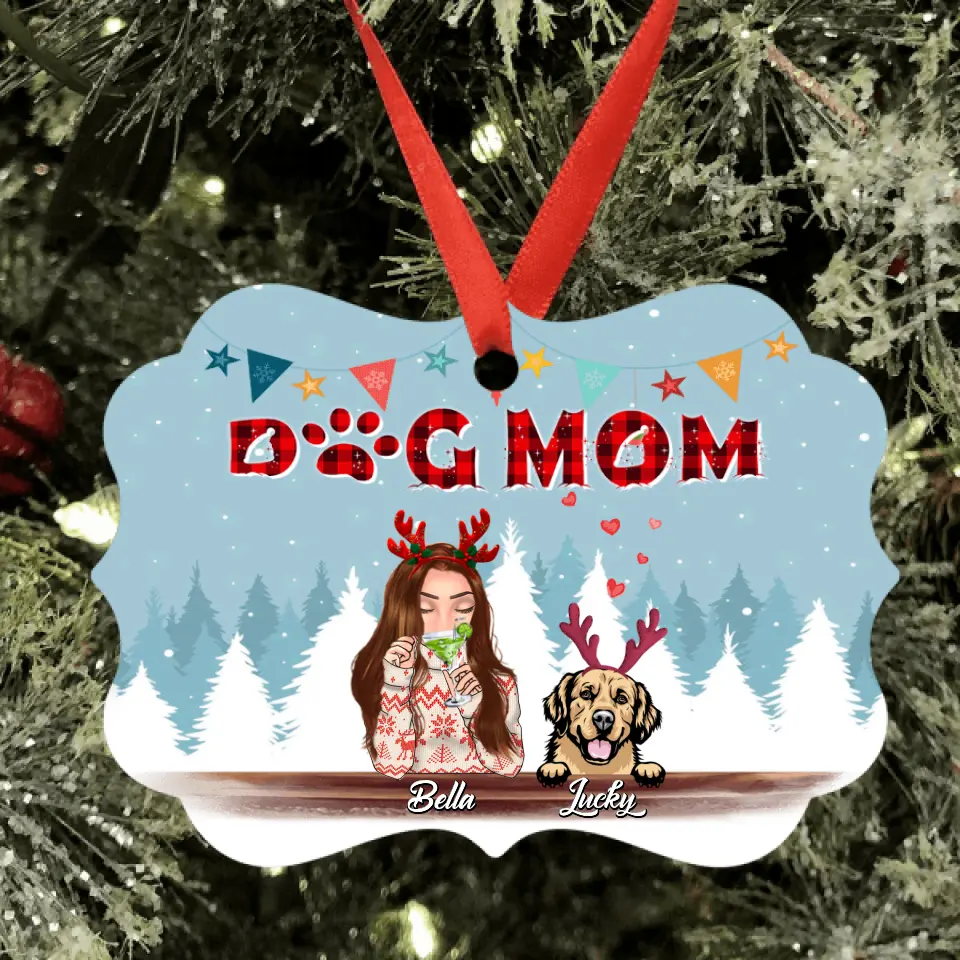 Personalized Pet Mom Xmas Ornament - Up to 4 Pets - Best Gift For Dog/Cat Lover - 2T7CRT