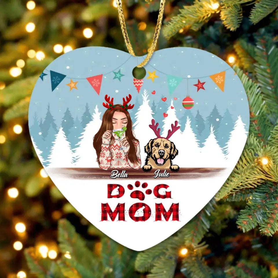 Personalized Pet Mom Xmas Ornament - Up to 4 Pets - Best Gift For Dog/Cat Lover - 2T7CRT