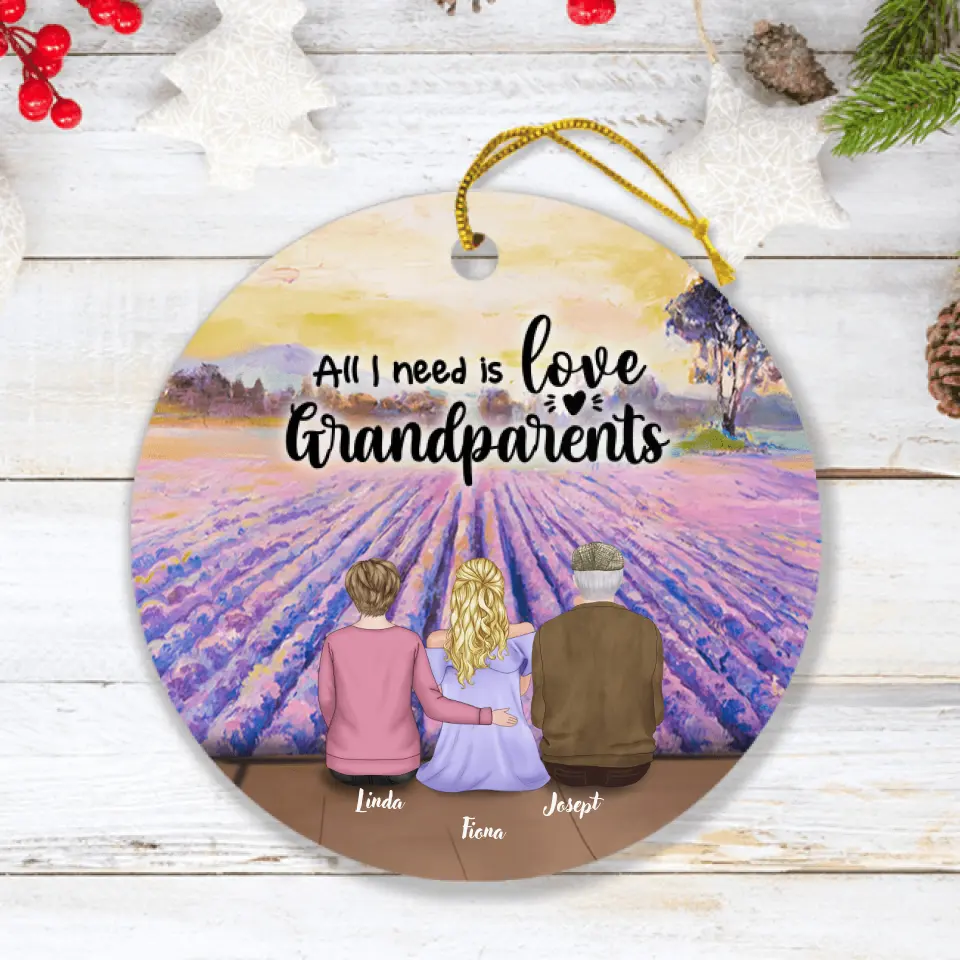 Personalized Grandparents Ornament - Up to 4 Pets - Best Gift From Grandkids To Grandparents - Grandparent's Love Will Never Grow Old - D8FYGD