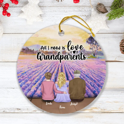 Personalized Grandparents Ornament - Up to 4 Pets - Best Gift From Grandkids To Grandparents - Grandparent's Love Will Never Grow Old - D8FYGD