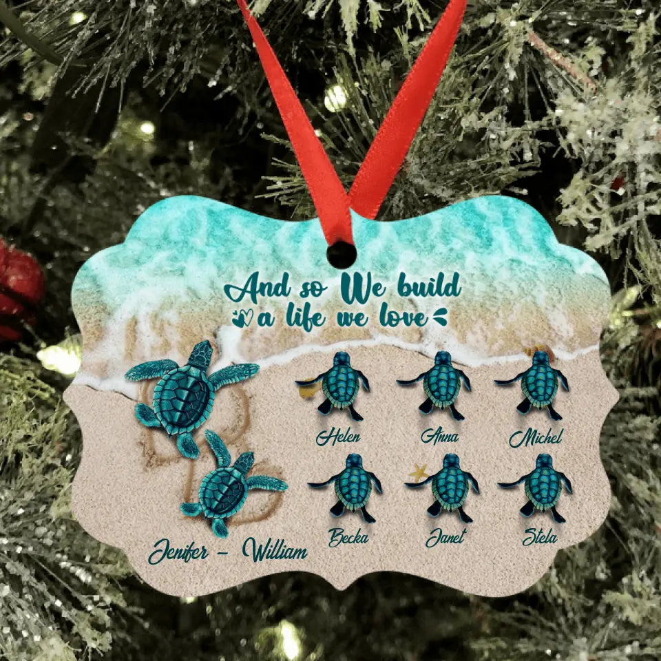 Personalized Turtle Ornament - Up to 6 Baby Turtles - And So We Build A Life We Love