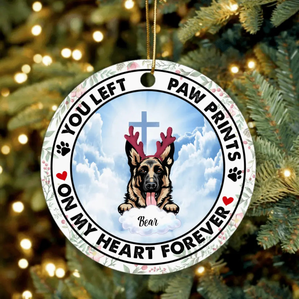 Personalized Pets In Heaven Ornament - Up to 3 Pets - Best Gift For Cat Lover/Dog Lover - You Left Paw Prints On My Heart Forever