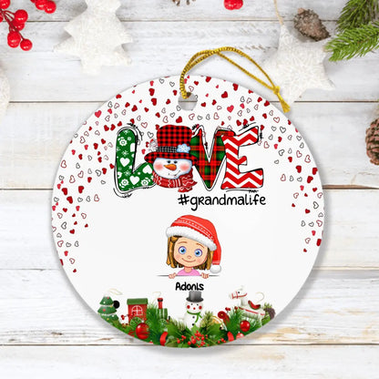 Personalized Christmas Grandmalife Ornament - Up to 6 Kids - Gift Idea For Grandma, Mama
