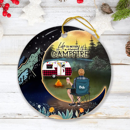 Personalized Camping Ornament - Up to 5 Pets - Best Gift For Camping Lover - Life Is Better Around The Campfire