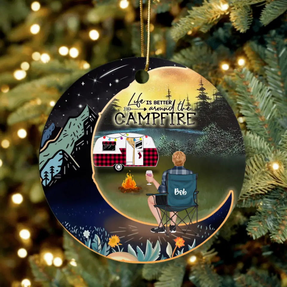 Personalized Camping Ornament - Up to 5 Pets - Best Gift For Camping Lover - Life Is Better Around The Campfire