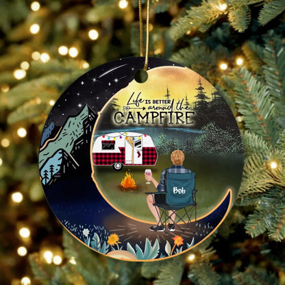 Personalized Camping Ornament - Up to 5 Pets - Best Gift For Camping Lover - Life Is Better Around The Campfire