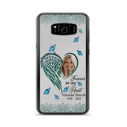 Custom Personalized Memorial Wing Heart Phone Case - Memorial Gift Idea For Family - Case For iPhone/Samsung - Forever In My Heart