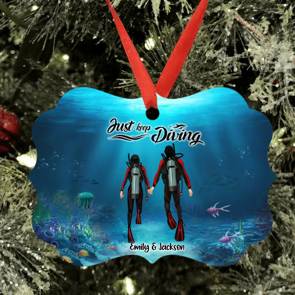 Personalized Couple Diving Ornament - Best Gift For Couple - Just Keep Diving