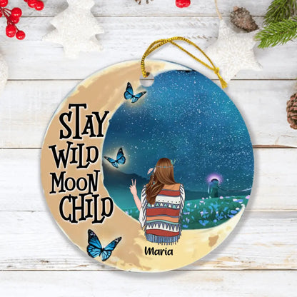 Personalized Hippie Friends Ornament - Up to 3 Girls - Stay Wild Moon Child
