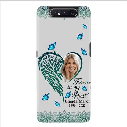 Custom Personalized Memorial Wing Heart Phone Case - Memorial Gift Idea For Family - Case For iPhone/Samsung - Forever In My Heart