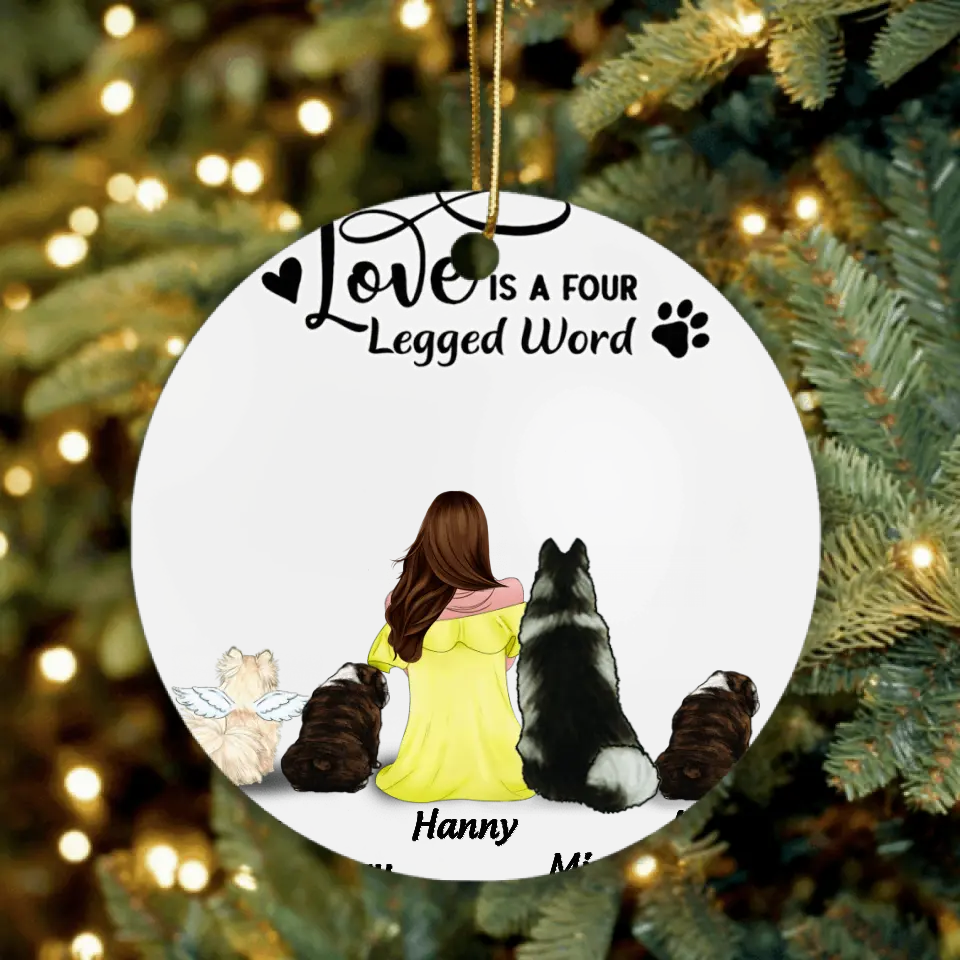 Personalized Dog Christmas Ornament - Gifts for Dog Lovers - Dog Mom Ornament - Up to 4 Dogs