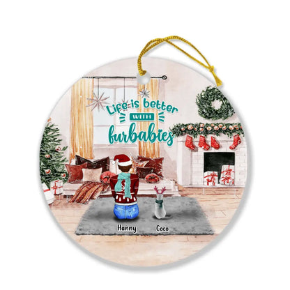 Personalized Christmas In House Ornament - Man/Woman/Couple With Up to 3 Kids And 4 Pets - Best Gift For Christmas - Family Where Life Begins Love Never Ends