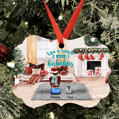 Personalized Christmas In House Ornament - Man/Woman/Couple With Up to 3 Kids And 4 Pets - Best Gift For Christmas - Family Where Life Begins Love Never Ends