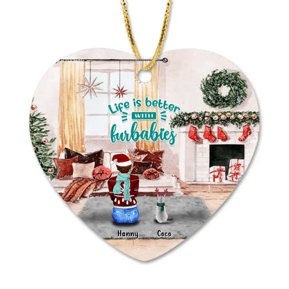 Personalized Christmas In House Ornament - Man/Woman/Couple With Up to 3 Kids And 4 Pets - Best Gift For Christmas - Family Where Life Begins Love Never Ends