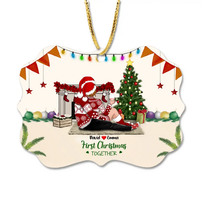 Personalized Couples Christmas Ornament - Gift Idea For The Whole Couples - First Christmas Engaged