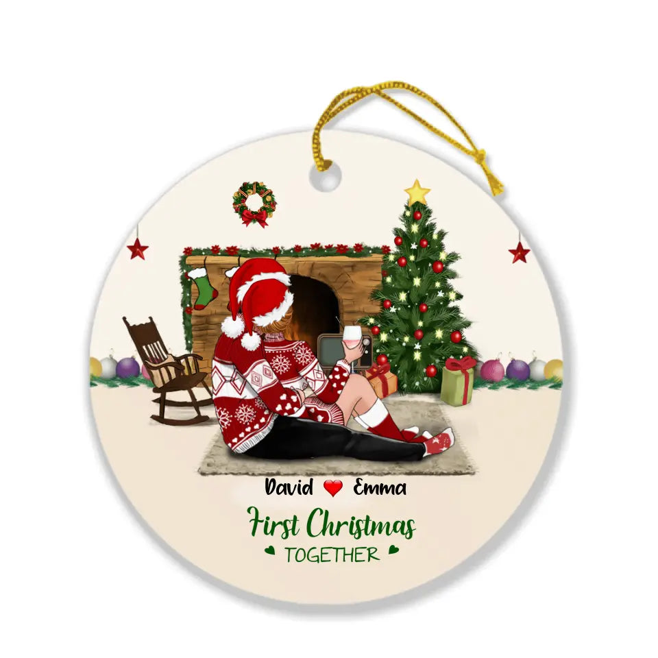 Personalized Couples Christmas Ornament - Gift Idea For The Whole Couples - First Christmas Engaged