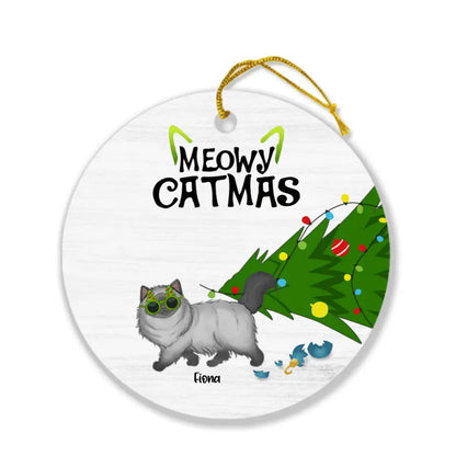 Personalized Christmas Cat Ornament - Up to 4 Cats - Best Gift For Cat Lovers - Meowy Catmas