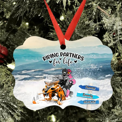 Personalized Snowmobile Ornament - Best Gift For Couple - Riding Partners For Life
