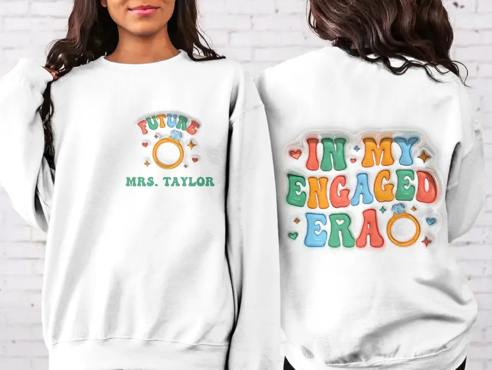 Personalized My Engaged Era AOP Sweater - Future MRS - Engagement Gift For Bride