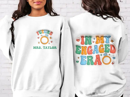 Personalized My Engaged Era AOP Sweater - Future MRS - Engagement Gift For Bride