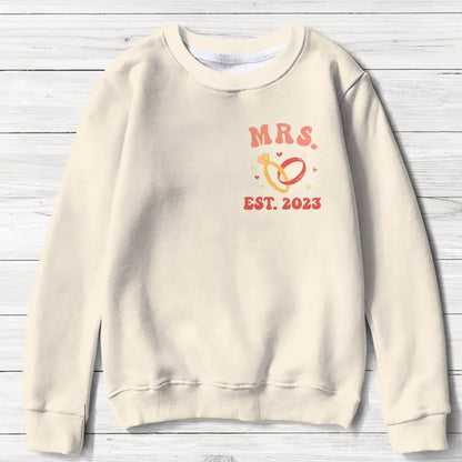 Personalized Bride Honey Moon AOP Sweater - Engagement Gift For Bride - Mrs Est. 2024