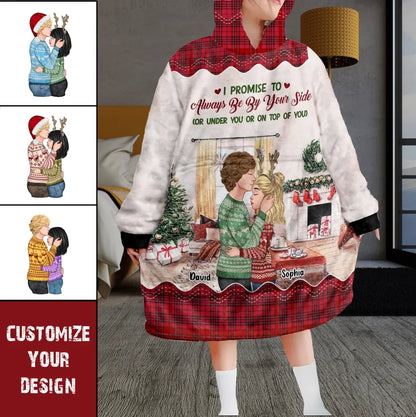 Personalized Christmas Couple Blanket Hoodie - Christmas Gift Idea For Her - Annoying Each Other For 10 Years & Still Going Strong