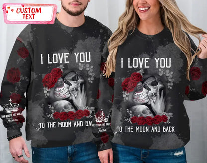 Personalized Skull Couple AOP Sweater - Christmas/Valentine's Day Gift Idea for Couple - You And Me We Got This