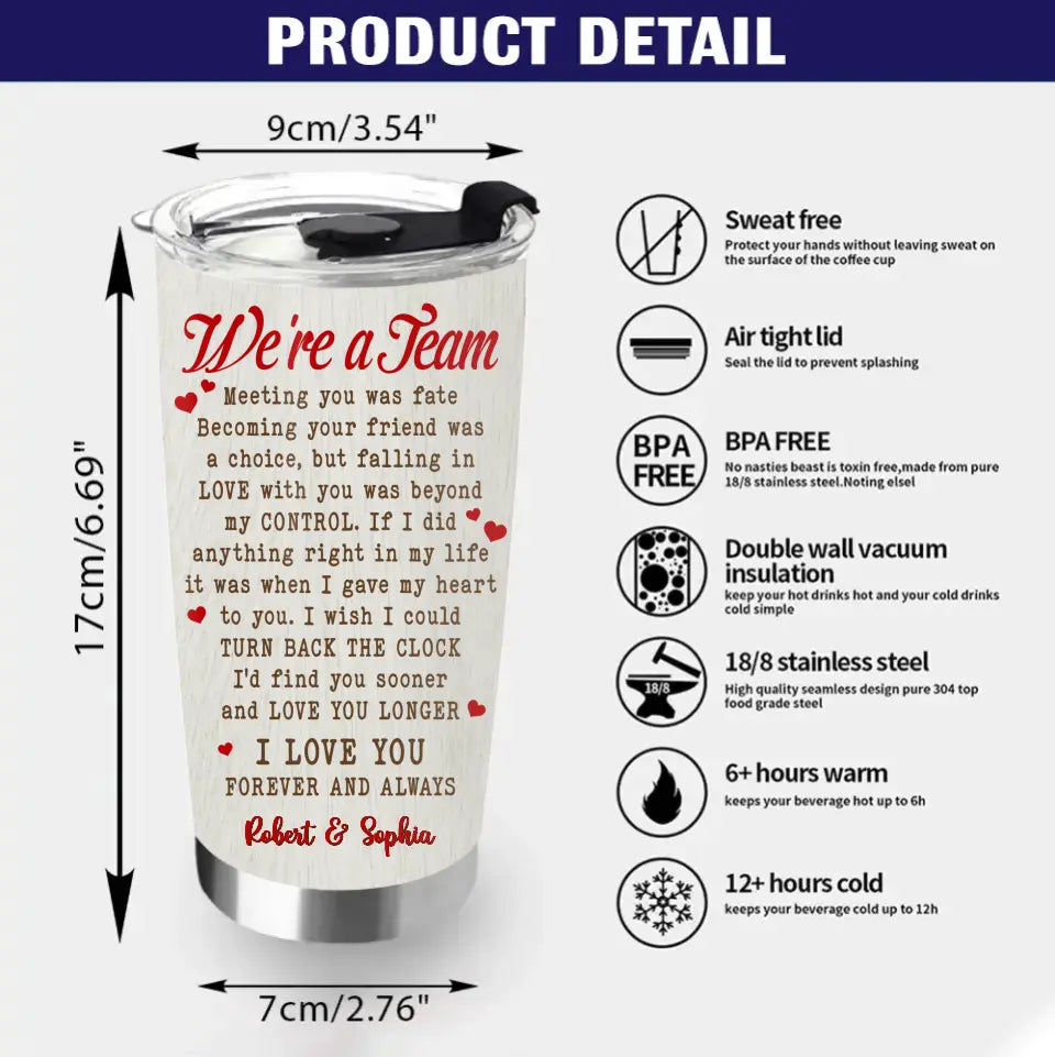 Personalized Couple Photo Tumbler - Gift Idea For Couple/Him/Her/Valentine's Day - We're A Team