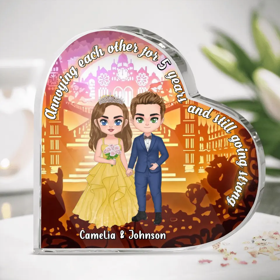 Personalized Wedding Couple Acrylic Plaque - Wedding Anniversary Gift Idea For Couple - Annoying Each Other For 5 Years And Still Going Strong