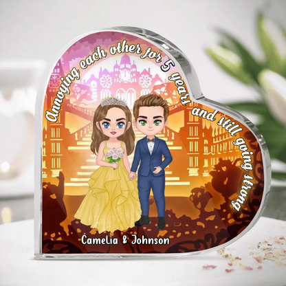 Personalized Wedding Couple Acrylic Plaque - Wedding Anniversary Gift Idea For Couple - Annoying Each Other For 5 Years And Still Going Strong