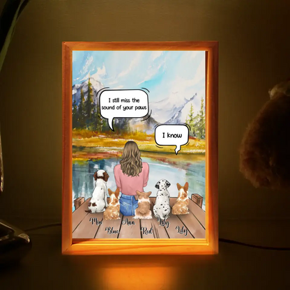 Personalized Memorial Dog Mom Frame Light Box - Gift Idea For Dog Owners/Lovers - Up to 5 Dogs - I Still Miss The Sound Of Your Paws