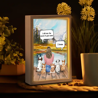 Personalized Memorial Dog Mom Frame Light Box - Gift Idea For Dog Owners/Lovers - Up to 5 Dogs - I Still Miss The Sound Of Your Paws