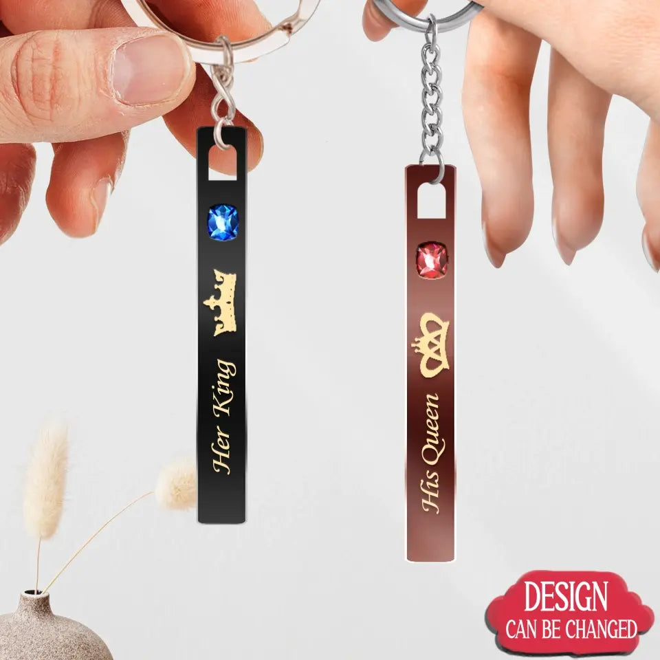 Personalized Couple Acrylic Keychain - Gift Idea For Couple/Him/Her - Her King His Queen