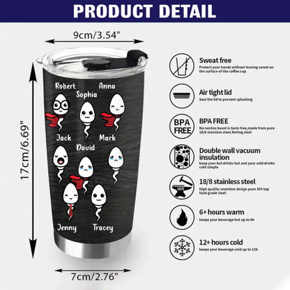 Personalized Sperms Tumbler - Up to 8 Sperms - Seems Like Just Yesterday We Were Chillin' In Your Balls