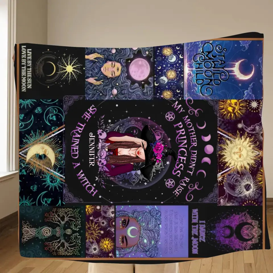 Personalized Witch Quilt/Fleece Blanket/Pillow Cover - Halloween Gift Idea For Witch Lovers - My Mother Didn't Raise Princess