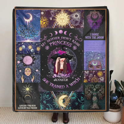 Personalized Witch Quilt/Fleece Blanket/Pillow Cover - Halloween Gift Idea For Witch Lovers - My Mother Didn't Raise Princess