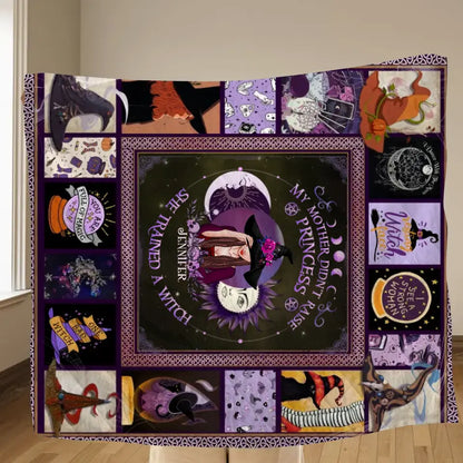 Personalized Witch Quilt/Fleece Blanket/Pillow Cover - Halloween Gift Idea For Witch Lovers - She Trained A Witch