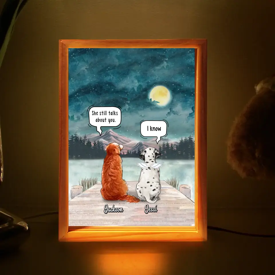 Personalized Memorial Pet Frame Light Box - Memorial Gift Idea For Dog/Cat Owner - Up to 5 Pets - She Still Talks About You