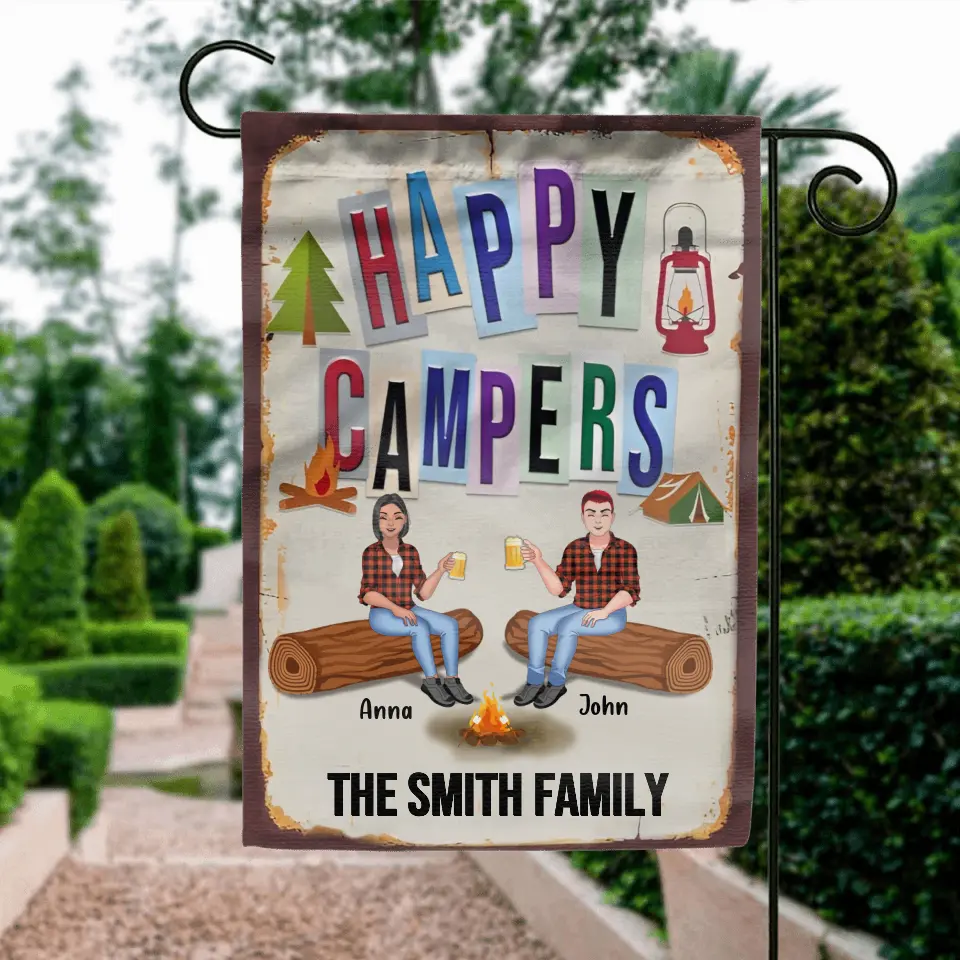 Personalized Camping Flag Sign - Best Gift For Camping Lovers - Happy Campers